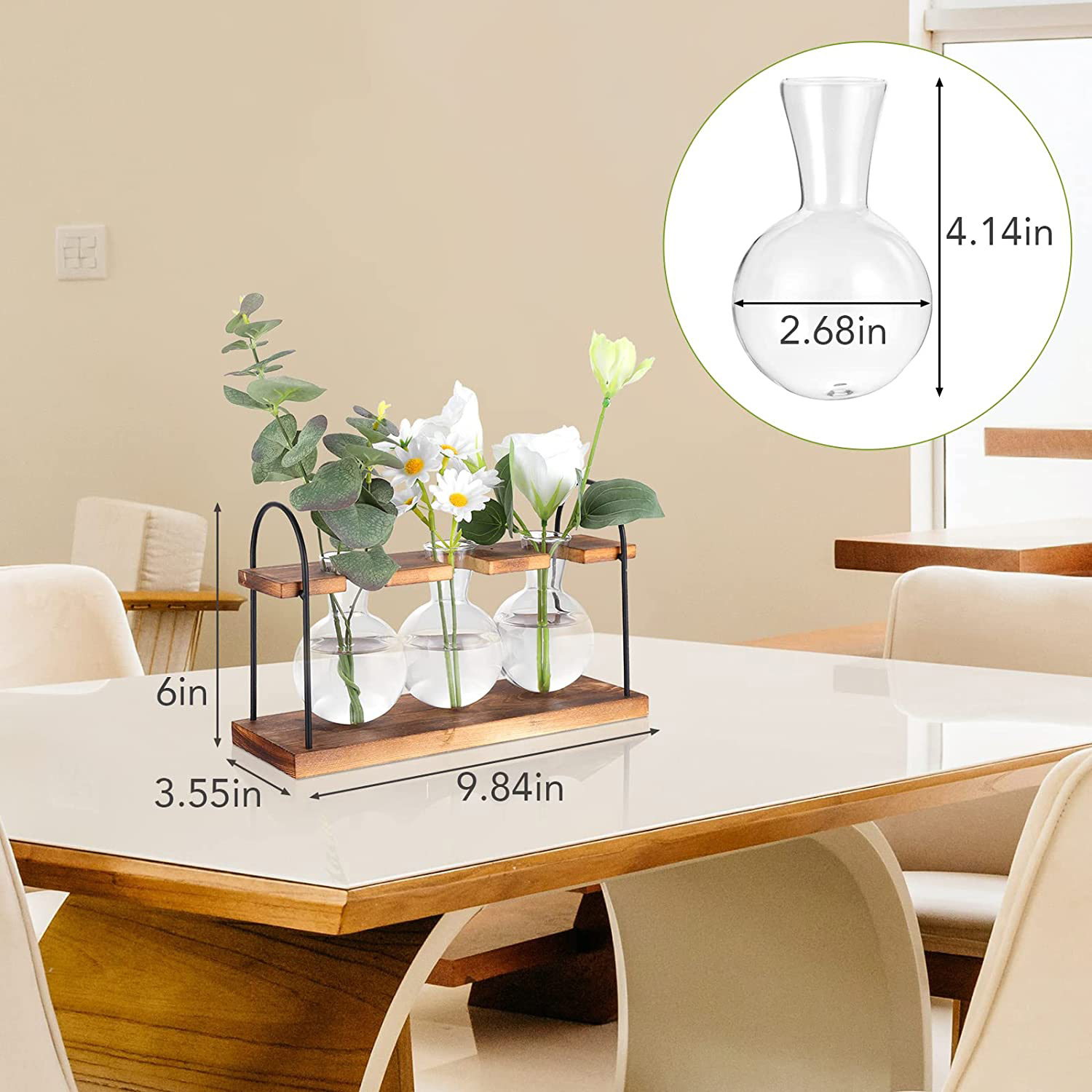 Propagation Station Vase - SDFC-Plant Propagation Station With Wooden Stand,Plant